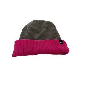 Under Armour Women's Ribbed Knit Reversible Beanie Hat Gray/Pink One Size
